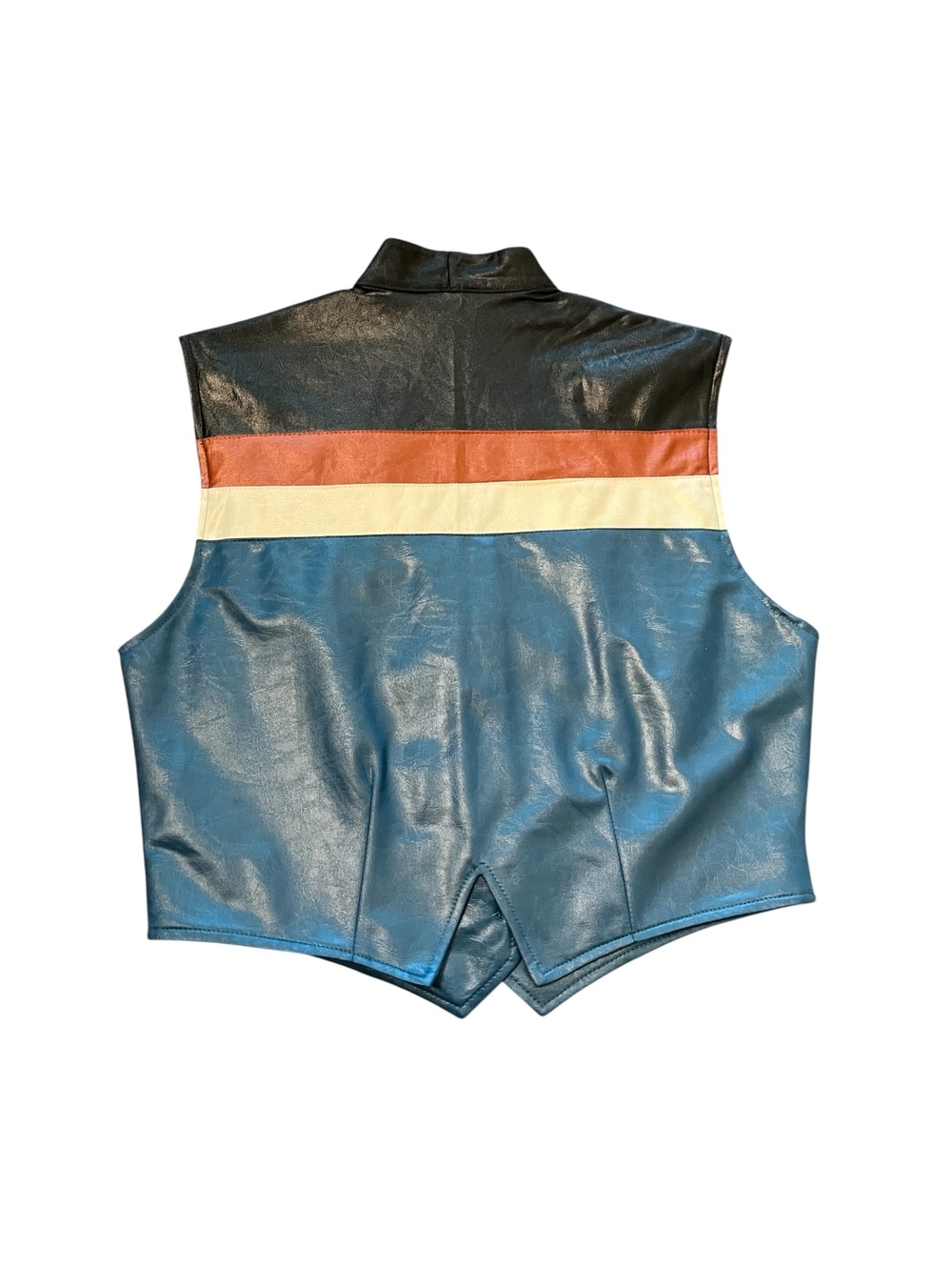 1849 Ranchwear Women's Vintage Large Blue Leather Western Vest NWT - Picture 4 of 5